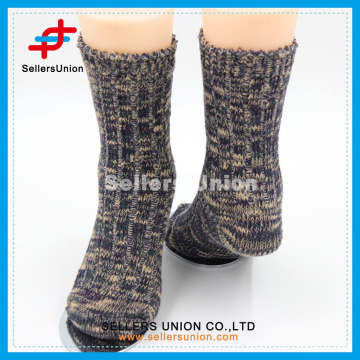 Winter warm slub yarn cotton chunky knitted thick socks for lady